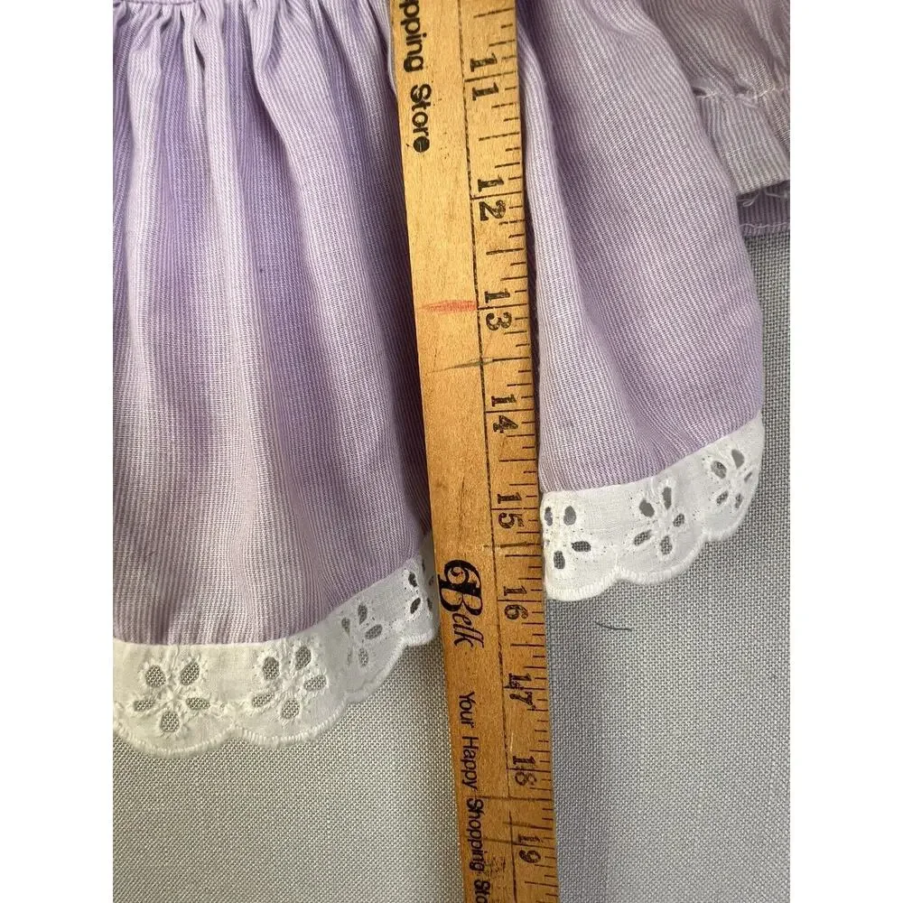 Vintage Collar Dress Girls 24 Mos. Purple Eyelet Dropped Waist 80's Party Church